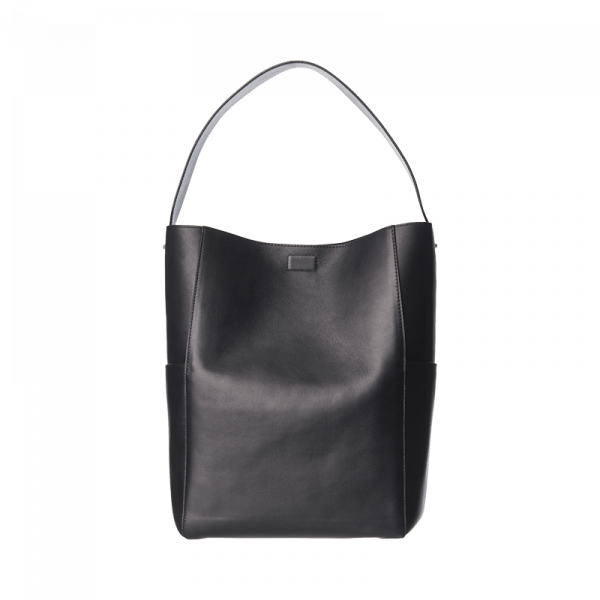 black leather bag